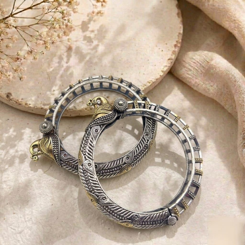 Dual tone peacock bangles