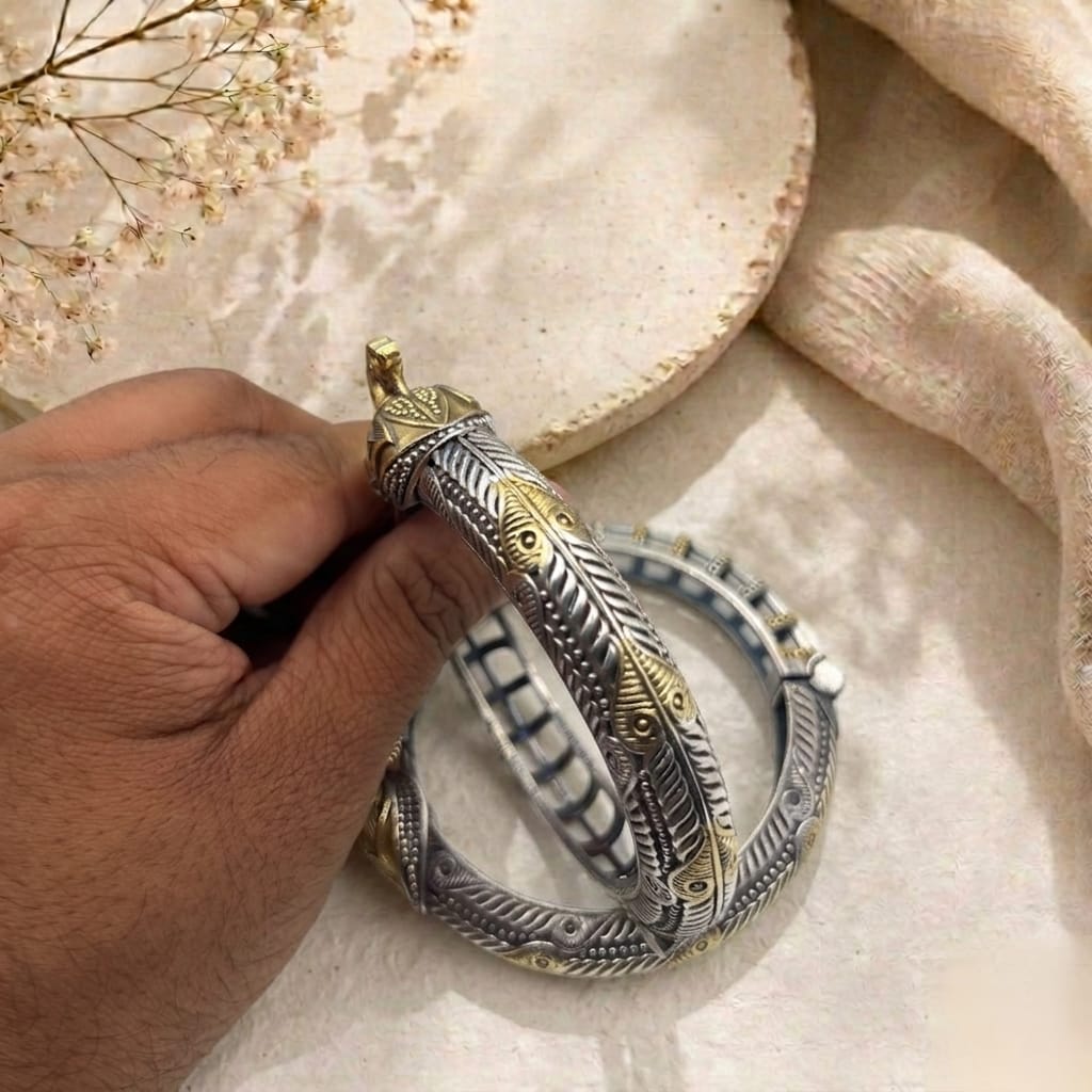 Dual tone peacock bangles