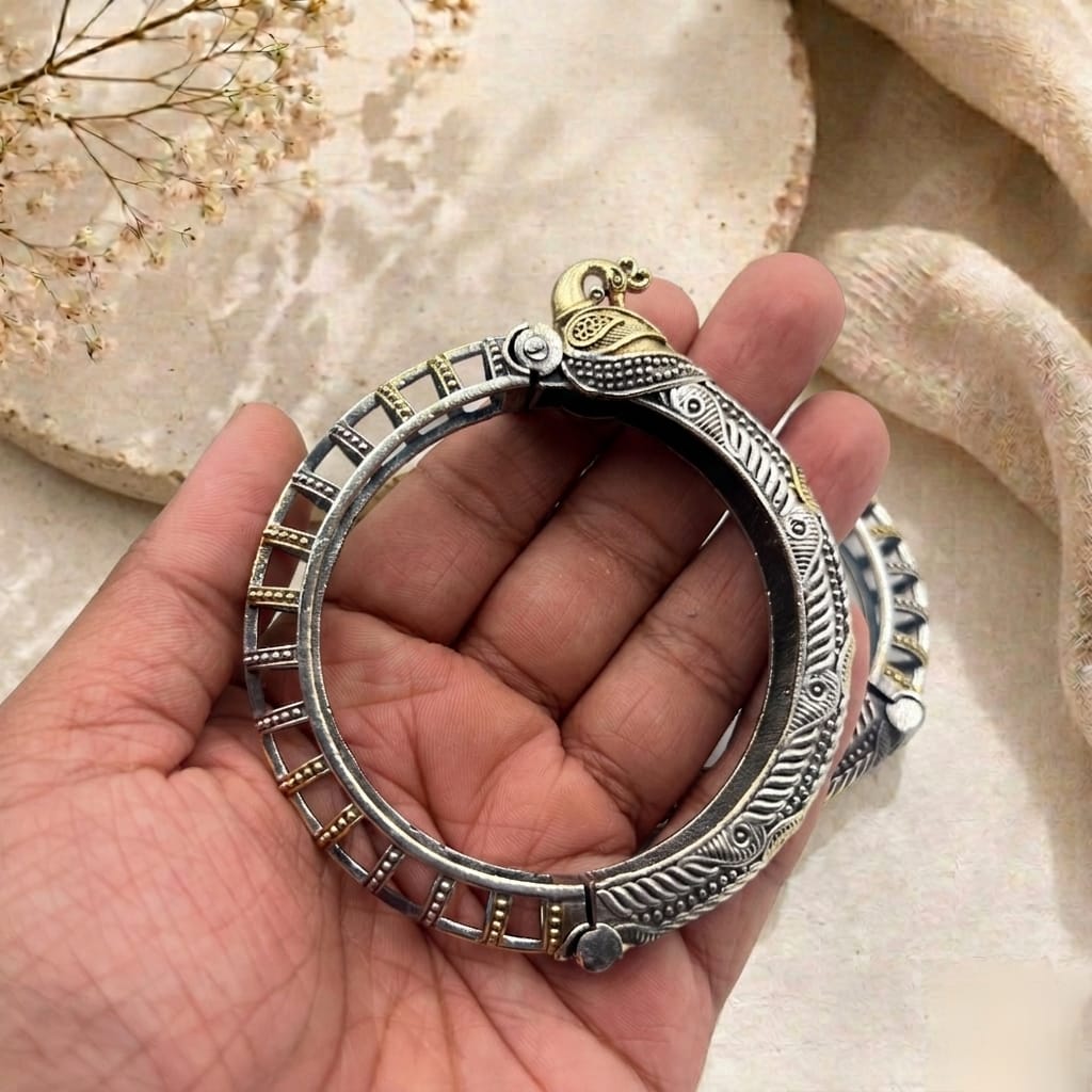 Dual tone peacock bangles