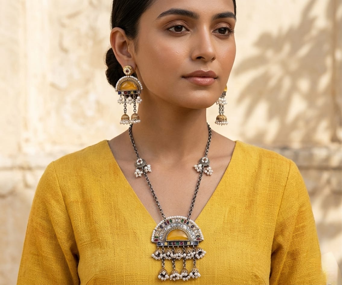 Dual tone western pendant set