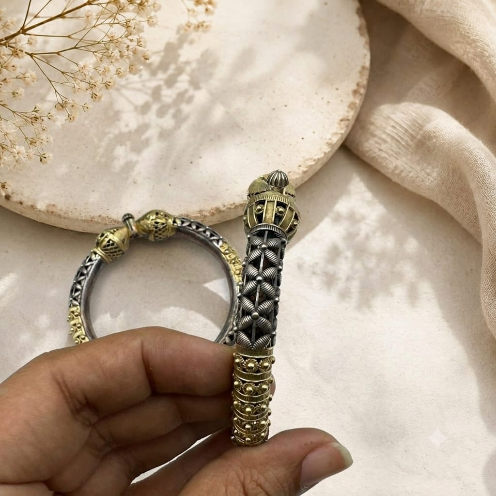 Exquisite dual tone openable bangles