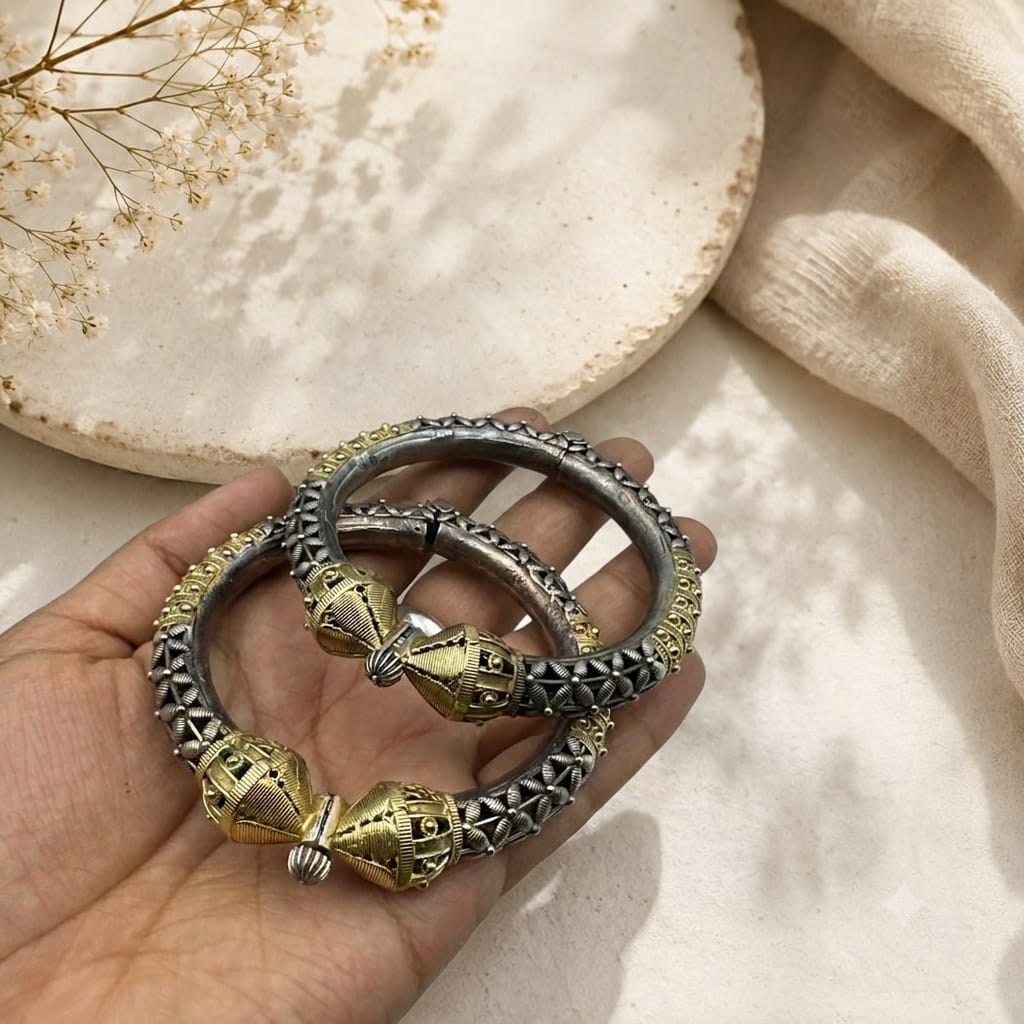 Exquisite dual tone openable bangles