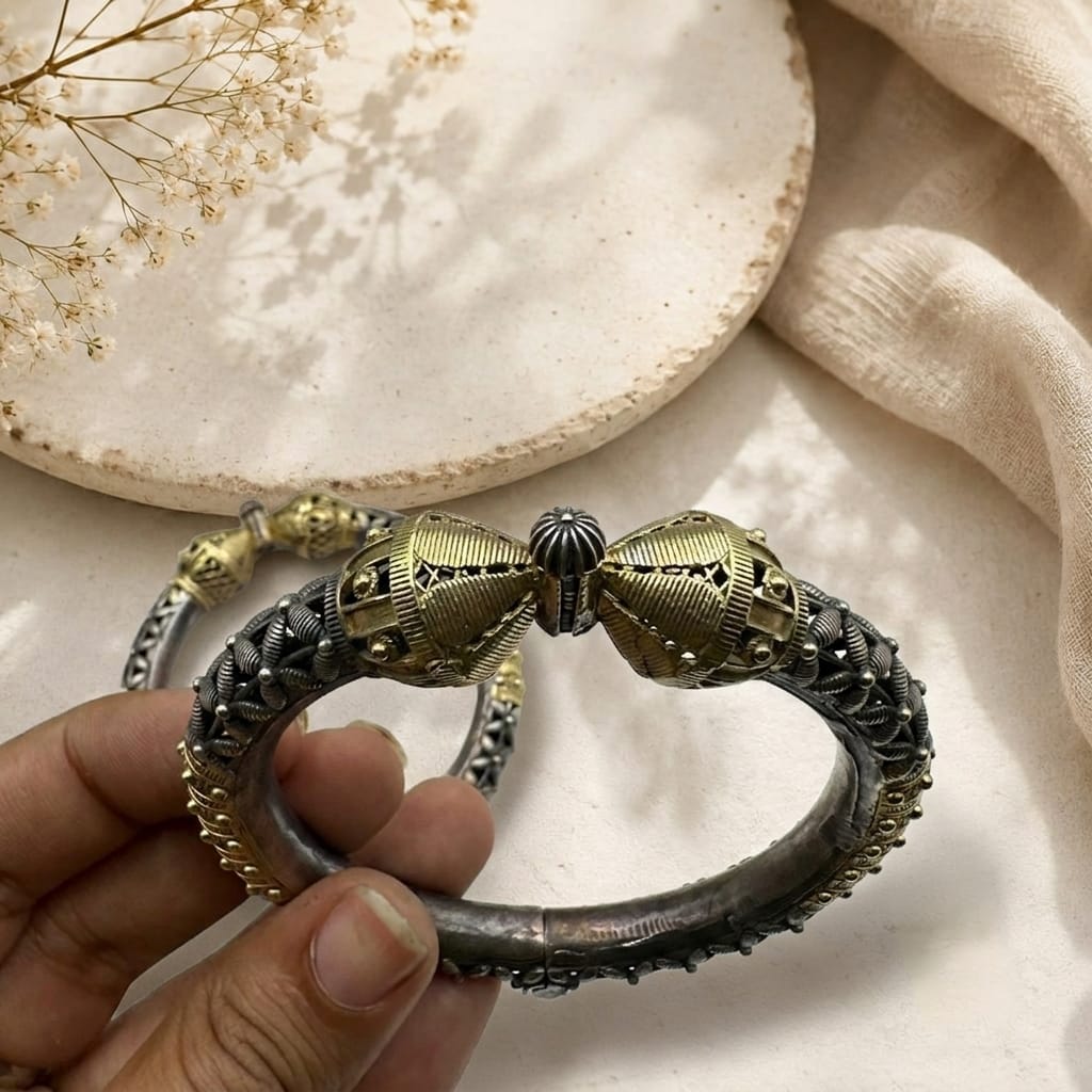Exquisite dual tone openable bangles