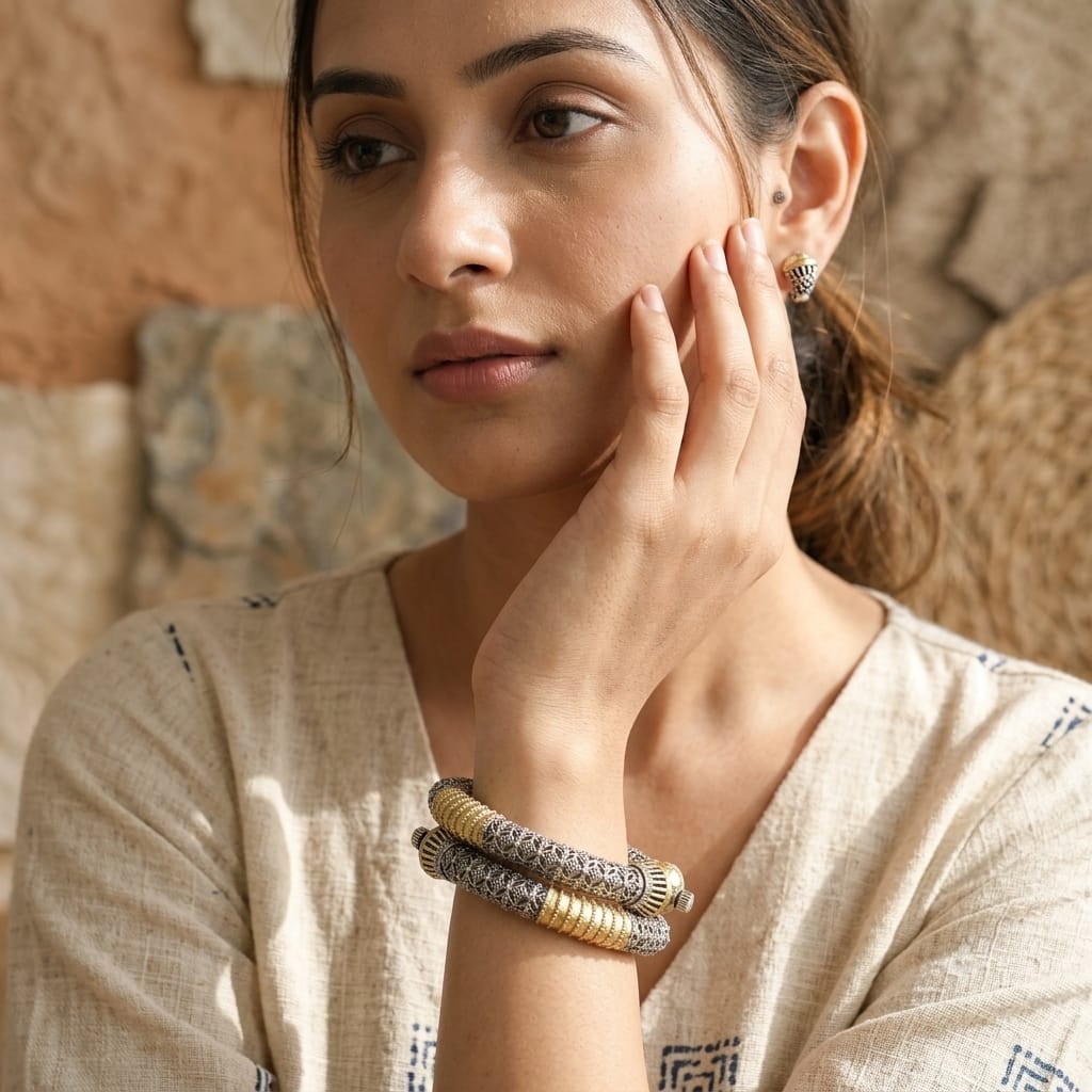 Elegant dual tone openable kada