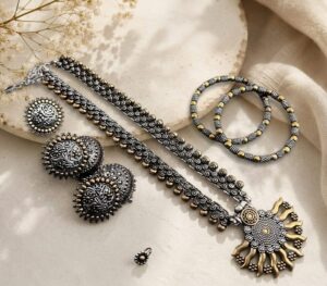 Dual tone jewellery combo set