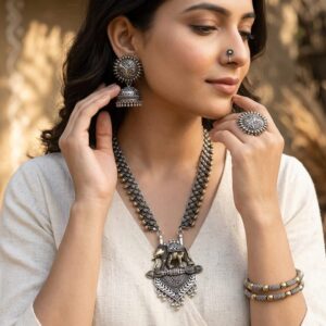 Dual tone jewellery combo set