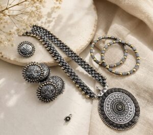 Dual tone jewellery combo set