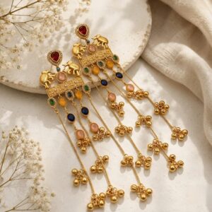 Kashmiri long bahubali earrings