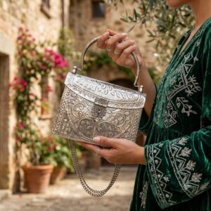 German silver sling purse