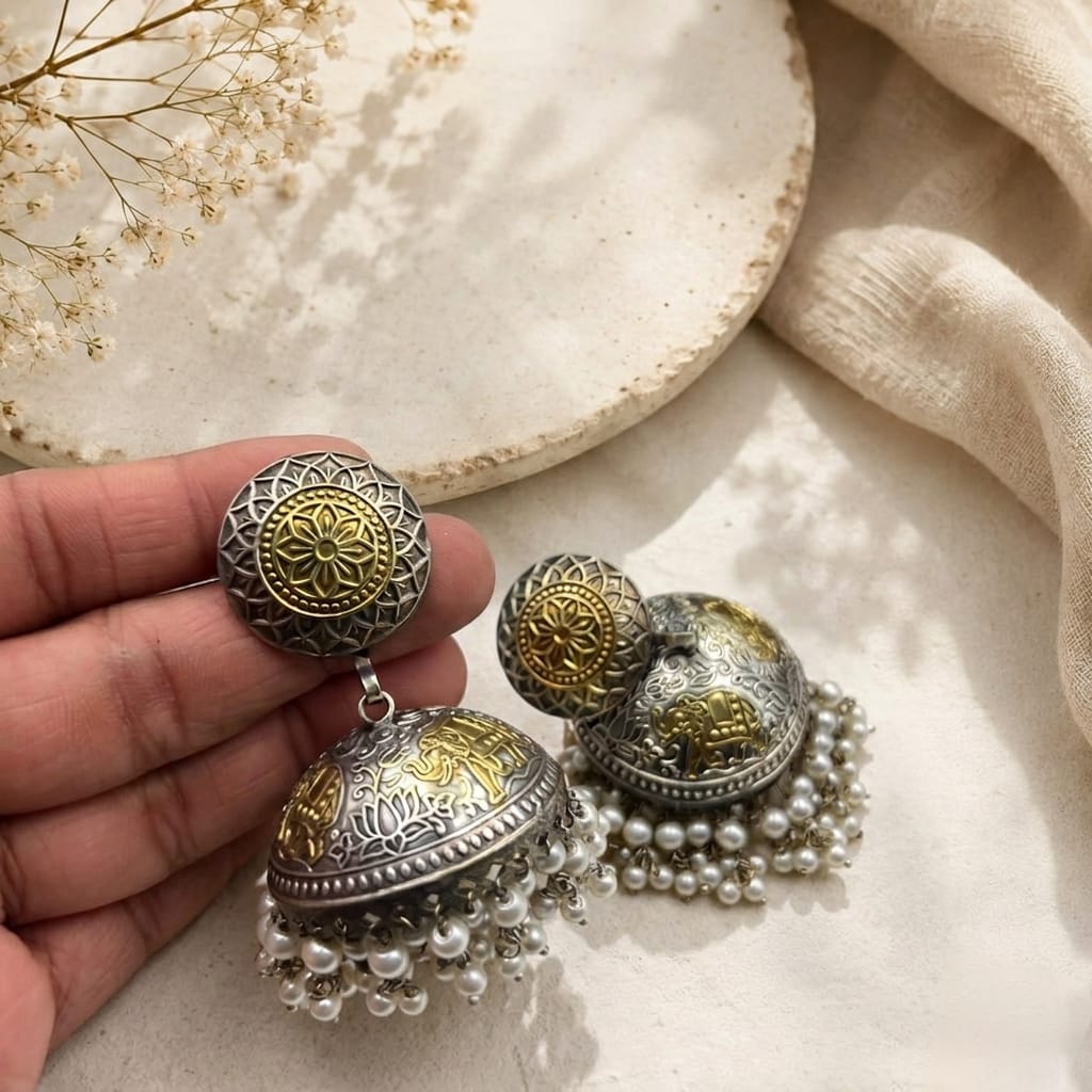 Dual tone premium jhumkas