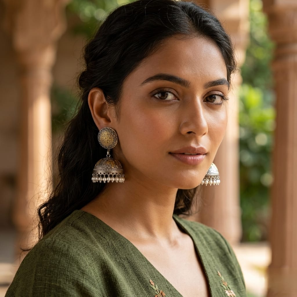 Dual tone premium jhumkas