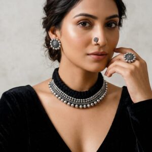 German silver thread choker set