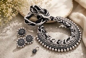German silver thread choker set