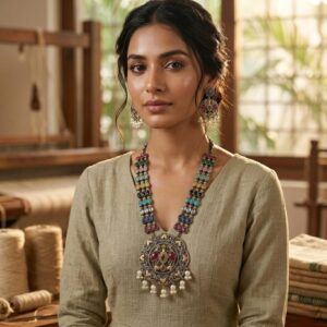 Long chain dual tone necklace