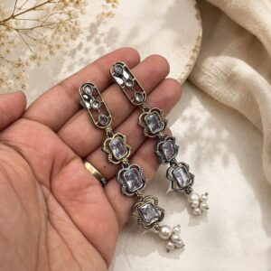 Stone long earrings