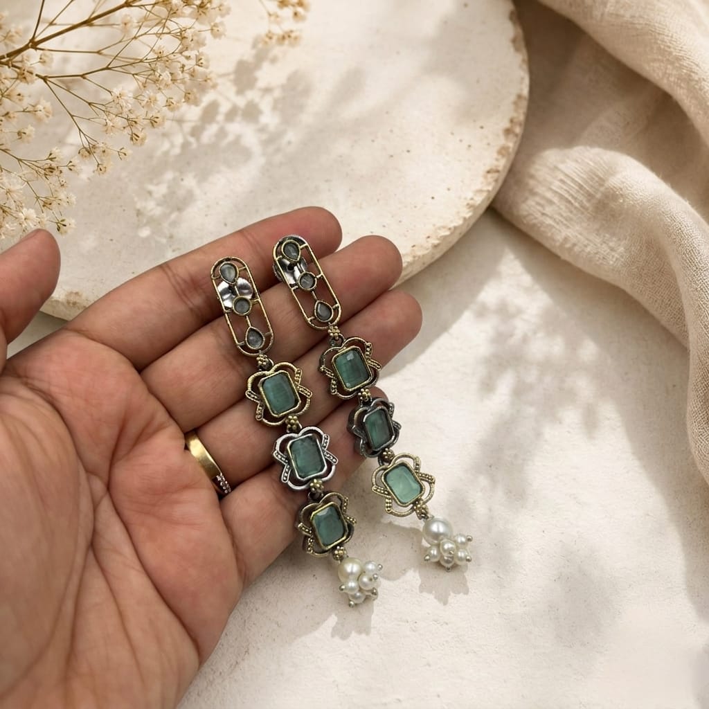 Stone long earrings
