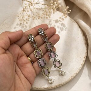 Stone long earrings