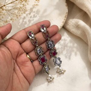 Stone long earrings