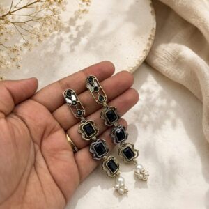 Stone long earrings