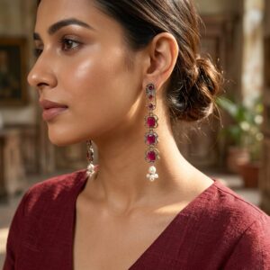 Stone long earrings