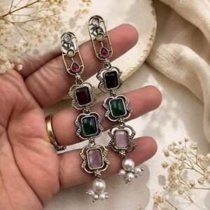 Stone long earrings
