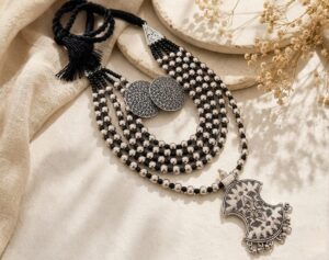 German silver 5 layer necklace set