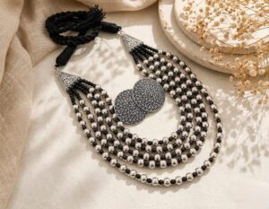 German silver 5 layer necklace set