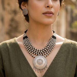 German silver 5 layer necklace set