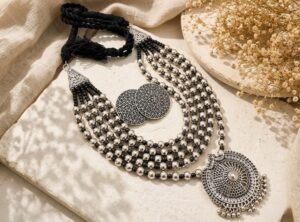 German silver 5 layer necklace set