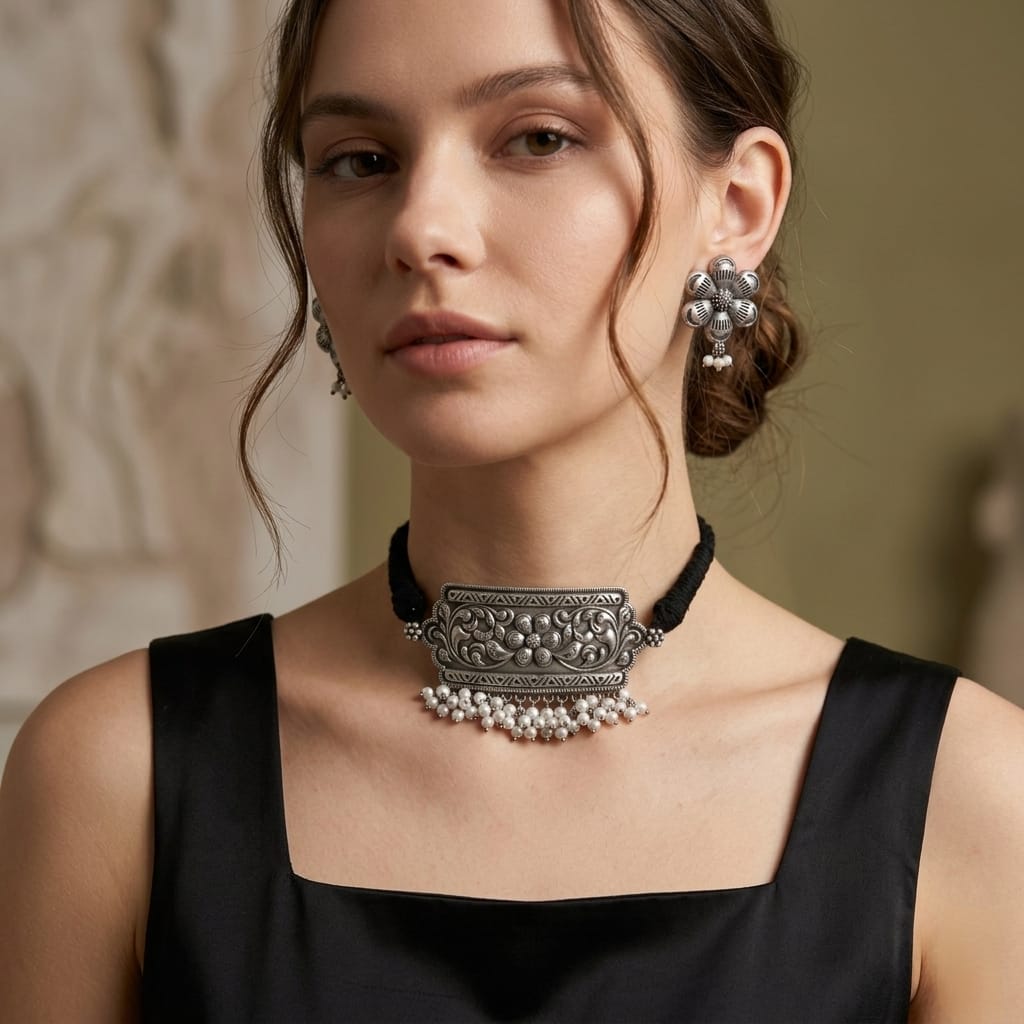 Replica choker set with earrings