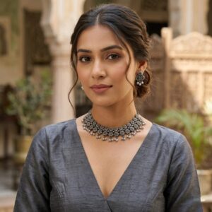 Floral choker set with earrings