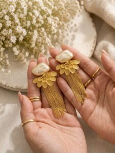 Long baroque dangler earrings