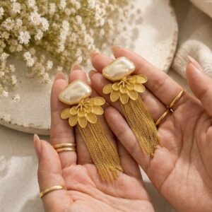 Long baroque dangler earrings