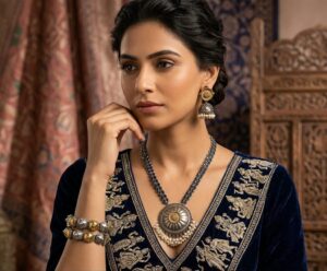 Dual tone necklace set with bangles