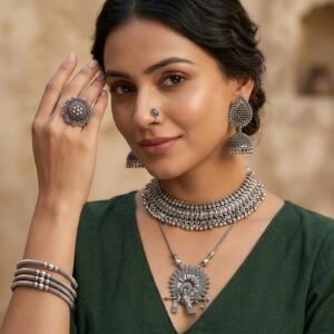 Elegant german silver jewellery combo set
