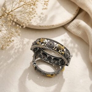 Dual tone elephant openable bangles