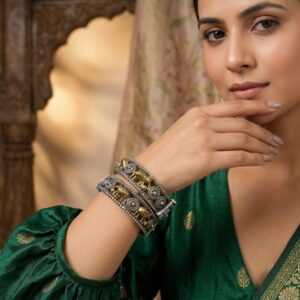 Dual tone elephant openable bangles