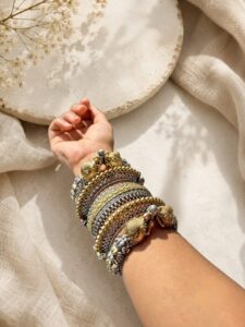 Dual tone openable 5 pc bangles combo