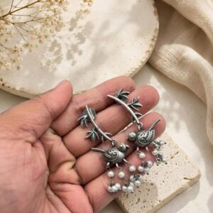 Bird with Pearl Drop Earrings