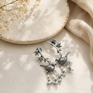 Bird with Pearl Drop Earrings