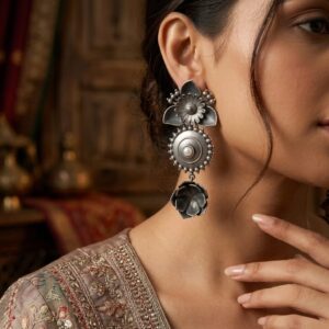 Floral bloom long earrings