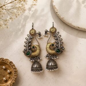 Dual tone earcuffs with jhumkas