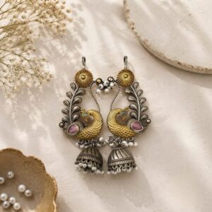 Dual tone earcuffs with jhumkas