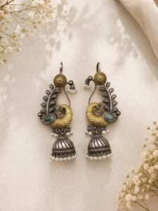 Dual tone earcuffs with jhumkas