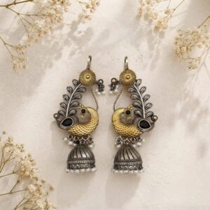 Dual tone earcuffs with jhumkas