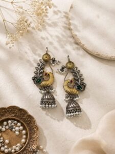 Dual tone earcuffs with jhumkas