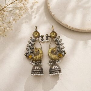 Dual tone earcuffs with jhumkas