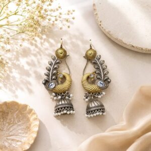 Dual tone earcuffs with jhumkas
