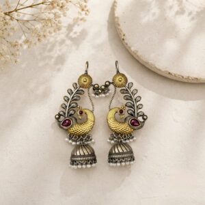 Dual tone earcuffs with jhumkas