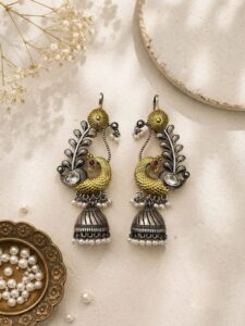 Dual tone earcuffs with jhumkas